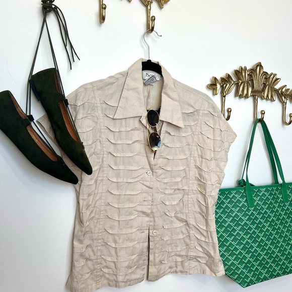 100% linen waffle style short sleeve M - Picture 3 of 5